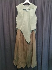 Mittelalter Kostüm Kriegerin  aus Leder und Baumwolle Gewandung LARP grün 