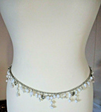 Damen Gürtel-Bauchkette Weiß Kunststoff Metall Verstellbar