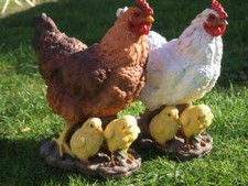 Huhn Henne Figur Deko Küken lebensecht Gartenfigur Hahn wetterfest  NEU