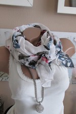 Neu Seidenschal Seide Tuch Schal Rosa Blumenmuster Floral Silk Cotton Edel ITALY