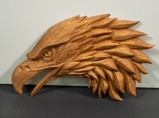 Wandschnitzerei Eiche Adlerkopf - detailliertes Holzreliefdekor Sondergrößen ...
