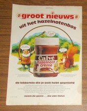 Seltene Werbung CALVE HAZELNOOT CREME Haselnuss Creme Brotaufstrich 1980