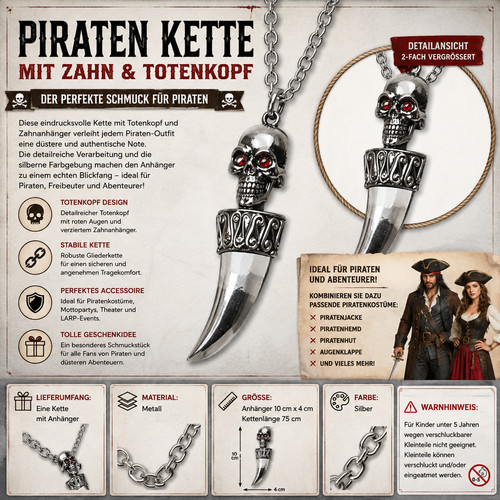 Piratenkette totenkopf zahn - piratenkette,