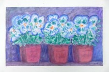 Wilhelm Klußmann Aquarell 2005 sig. Stiefmütter 40x25cm N-1715