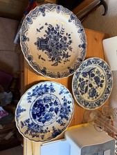 3 Große Alte Delft Wandteller