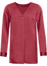 Satinbluse in fließender Optik mit V-Ausschnitt Gr 38 Dunkelrot Damen-Bluse Neu*