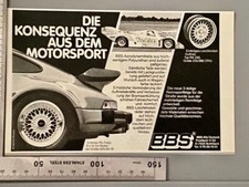 BBS RS Felge 3-teilig 911 Turbo 956 Original Vintage Werbung 1983 Reklame ad