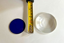Linse konvex / Durchmesser 6,2 cm / und Filter blau / Durchmesser 4,6 cm