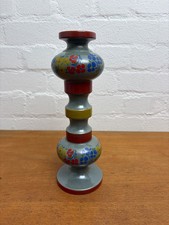 Vintage WÄCHTERSBACH Vase 50er 60er Kerzenhalter Grau Bunt Gelb Pagode Design