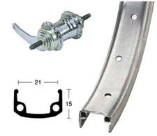 Hinterrad Aluminium Vollachse Eingang mit Rücktritt 28 Zoll 19-622 komplett