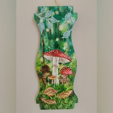 Deko pilze auf holzscheibe - auf,