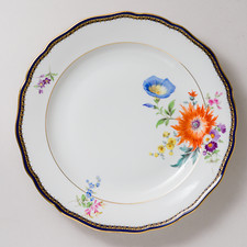 Meissen Speiseteller Bunte Blume Bukett A-Kante 25 cm 1. Wahl Neuwertig