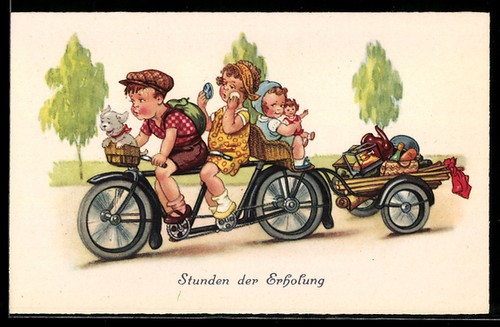 Ansichtskarte fahrrad kinder - fahrrad,,