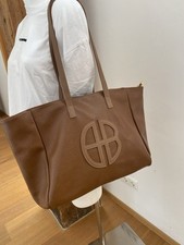 Italy Kunstleder Umhänge Tasche Shopper Schulter Tasche Braun Logo XXL Neu