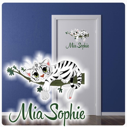 Türaufkleber tiger katze - katze, name