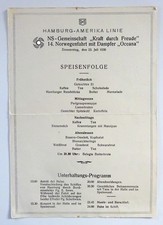 Speisekarte und Tagesprogramm KdF Dampfer OCEANA 23. Juli 1936 als Postkarte