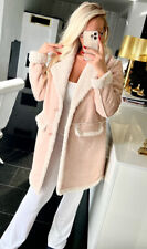 M 38 40 L Sexy Blogger Jacke Cardigan Fell Mantel wie Lammfell Rosa Beige Weiss