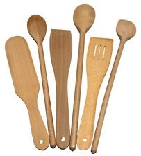  6-teilig Holzkochlöffel, Kochbesteck Holzlöffel Küchenhelfer-Set Buchenholz