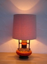 große 70er J. Tischlampe - Orange - Lava Keramik Lampe mit Schirm