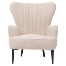 B-Ware Lounge-Sessel MCW-K37, Ohrensessel Retro Chenille 500g/m², creme-beige