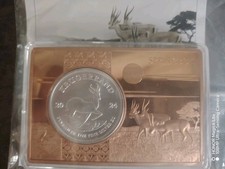 Muenzbarren Krügerrand incl. 1 oz Silbermünze im 3 oz Kupferbarren in Holzbox