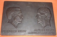 Friedrich Krupp Plakette 21x15 cm Alfried Krupp von Bohlen und Halbach Essen