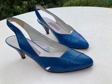 Tomaia Pelle Damen Pumps, blau, Gr. 38, 60er Jahre True Vintage Schuhe