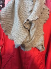 BLAUMAX STRICK SCHAL ZUM SCHLINGEN SILBERGRAU UMFANG 85cm WOLLE VISCOSE CASHMERE