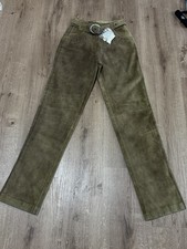 Trachtenhose Lederhose Wildlederhose Lederjeans Damenhose Leder lang beige Gr 34
