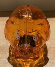 Oranges Sparschwein, Spardose, Sparbüchse, Volksbank, Vintage