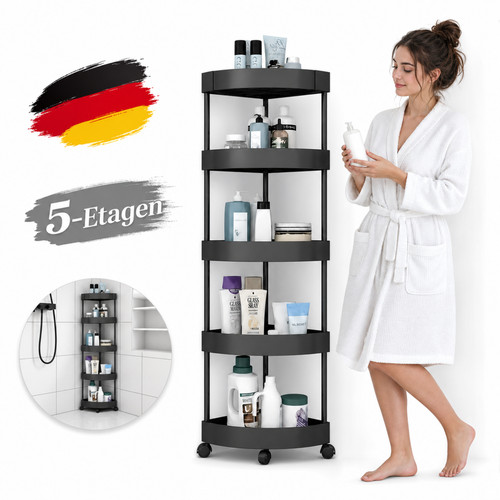 Eckregal mit rädern ebenen - mit, 5