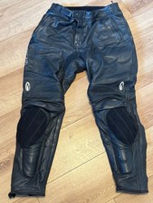 Herren Richa Leder Motorrad Schutzhose 36 Bund Bein Reißverschlüsse & Hi Viz
