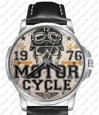 Totenkopf Biker Kunst Logo 1976 Motorrad Einzigartig Armbanduhr Schnell UK
