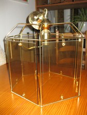 Vintage Hängelampe* Pendelleuchte Messing/Glas getönt* Ikea 80iger* 6eckig 