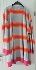 Gr. XL Damen Strick Cardigan lange Strickjacke *NEU* Grobstrick grau pink orange