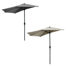 Wand Schirm halbrund 270 cm mit Kurbel - 2 Farben - Balkon Sonnen Schutz Segel