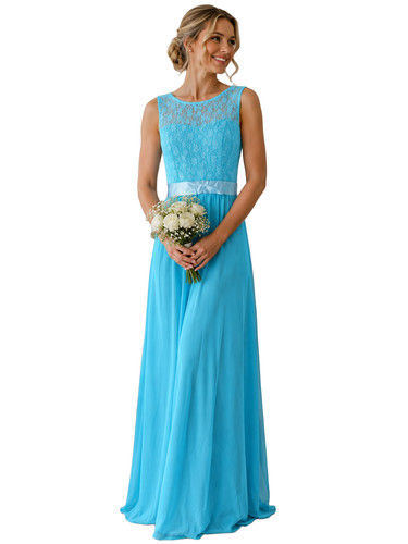 Blau spitze brautjungfernkleid - blau,