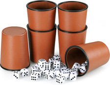 Würfelbecher Set Mit 6 PU Leder Würfelbecher Und 30 Würfeln, Schocken Set, Schoc