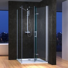 IMPTS Duschkabine Falttür Eckeinstieg mit Seitenwand Faltbar Duschwand Eckdusche