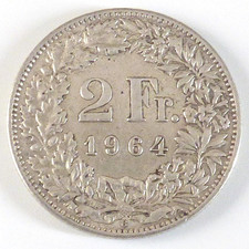 2 Franken, Silber, 1964 B, Schweiz (5022)