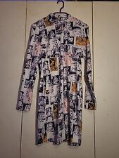 Langarm Minikleid mit Stehkragen (Comicmuster) Gr. M - Ungetragen