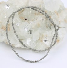 Roh Diamant Strang Kette Grau Weiß Rohdiamant Glatt Würfel Funkelnd ca. 18 Karat