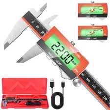 Digital Messschieber 150 mm Edelstahl USB wiederaufladbar LCD genau