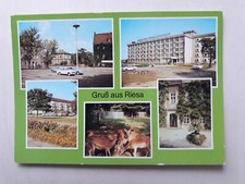 Ansichtskarte Riesa Leninplatz Rathaus Haus d. Stahlwerker Trabant Barkas B1000