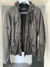 Dolce Gabbana Lederjacke Hooded Kapuze Leather Jacket 54/XL Schwarz