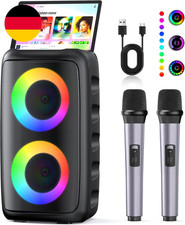 Karaoke Maschine (2025 Neueste Generation) | Karaoke Anlage Mit 2 Mikrofone Blue