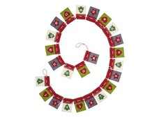 Adventskalender Säckchen grün grau cremeweiss - Girlande zum Befüllen