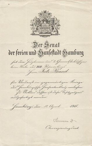 Hamburg verleihungsurkunde - hamburg,,