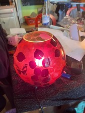 1990er Große Ikea KNUBBIG 25cm Tischlampe Tischleuchte Kugel Glas rot- Nachttis