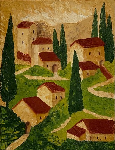 ölbild dorf der toscana - der, toscana"